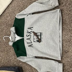 quarter zip sweat shirt grey and green size M